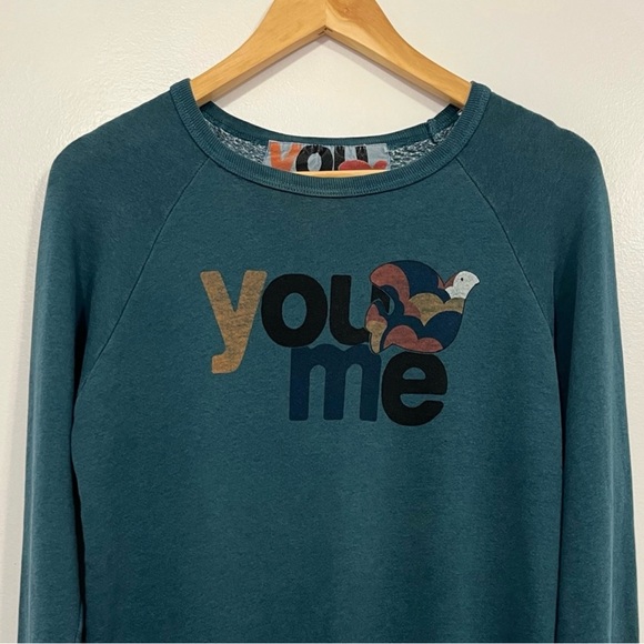🔥Free City You + Me Exploded Life Nature Love Crew Neck Sweatshirt Teal S🔥 - Picture 4 of 16